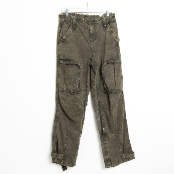 Free People We The Free Can't Compare Slouch Pants Green - Picture 2 of 14